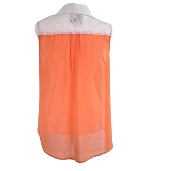 Romeo & Juliet Coutour Blouse Orange with Ivory Lace Details Size Medium - Picture 2 of 12